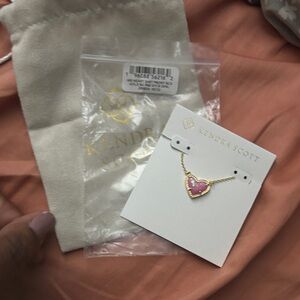 NWT Kendra Scott Gold and Pink Heart Necklace